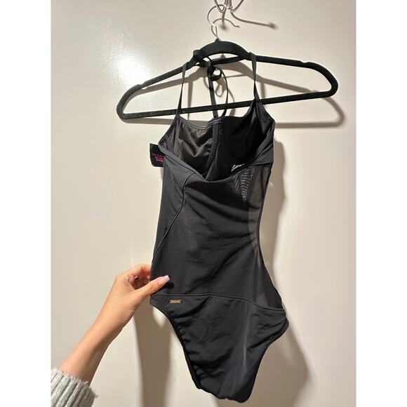 Victoria's Secret Mesh Cutout Halter Monokini Black One Piece Swimsuit Size S - Picture 4 of 4